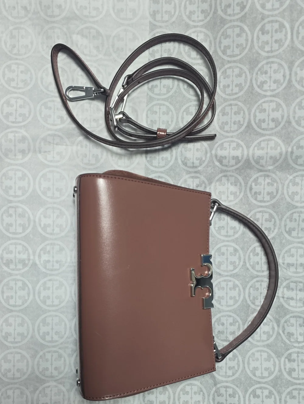 Tory Burch Dusty Mauve Leather Top-Handle Satchel